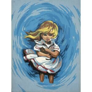 1971 Paint by Number “WINDY” Blonde Little Girl w/Her Cat by Craft Master HTF